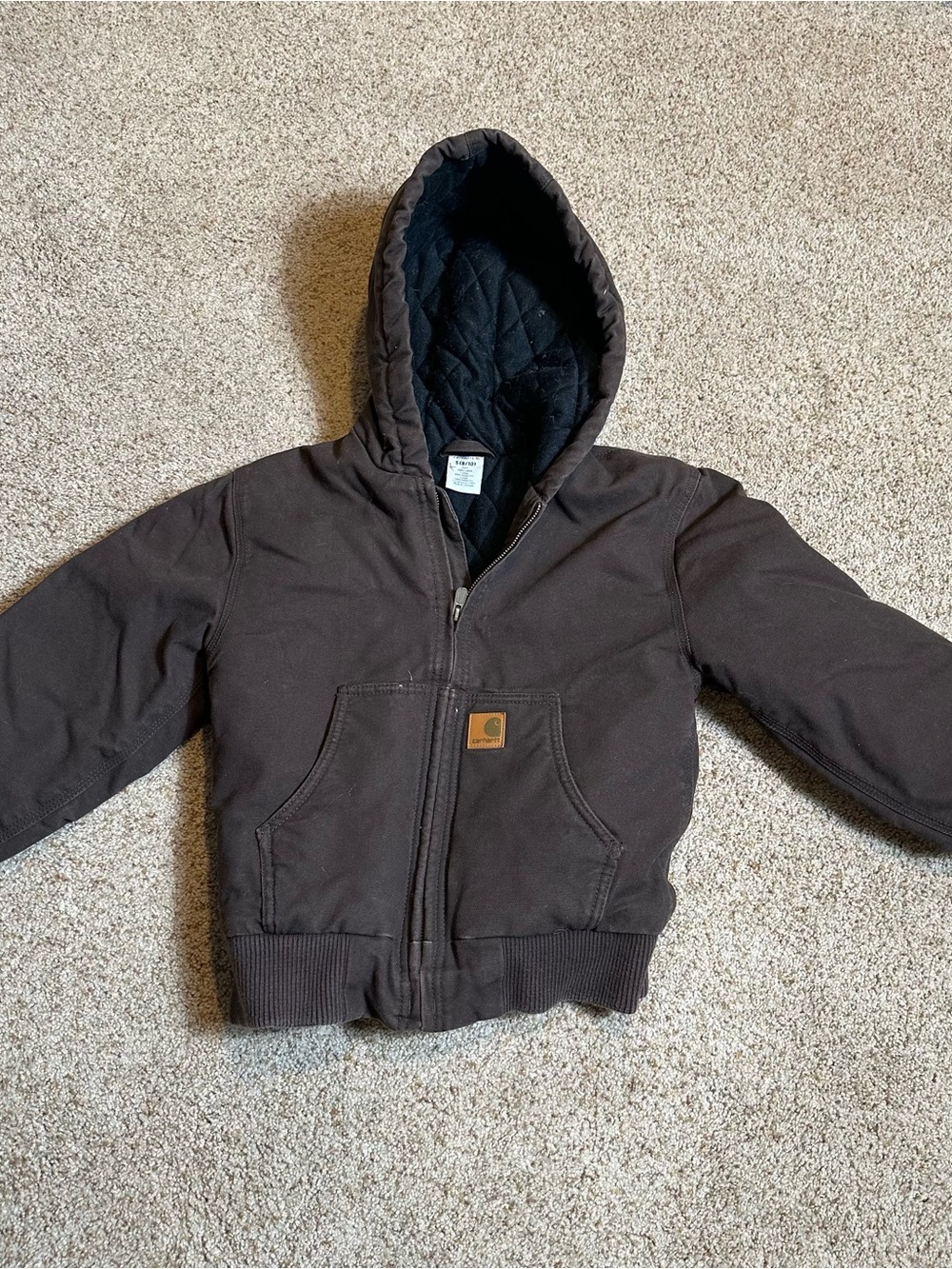 Carhartt Kids Dark Brown Hooded Puffer Jacket